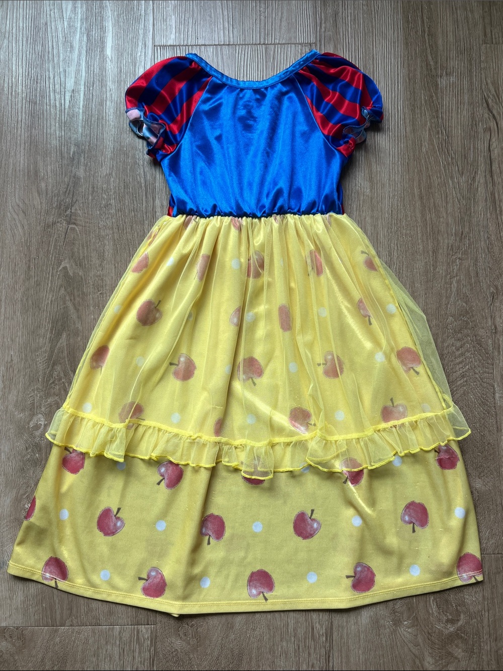 Disney Snow White Girls Nightgown in Royal Blue with Yellow & Red Apples Size 6 - Picture 10 of 16